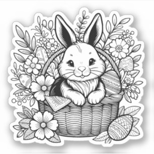 Pegatina Conejo conejo conejo conejito de Pascua blanco y n
