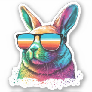 Pegatina Conejo conejo conejo conejito soleado con gafas de