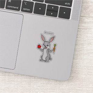 Pegatina Conejo de conejo con verduras personalizado