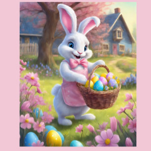 Pegatina Conejo de Pascua Alegría de Vacaciones de Primaver