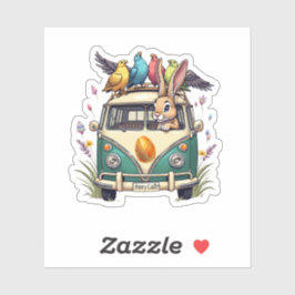 Pegatina Conejo de Pascua en bus con amigos de aves - Ce de