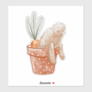 Pegatina Conejo de Pascua en una maceta de flores