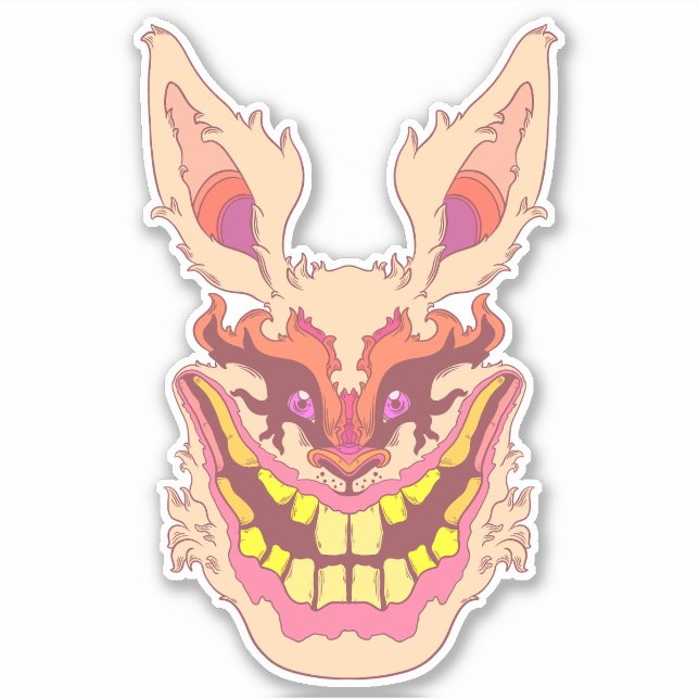 Pegatina Conejo de Pascua espeluznante (Anverso)