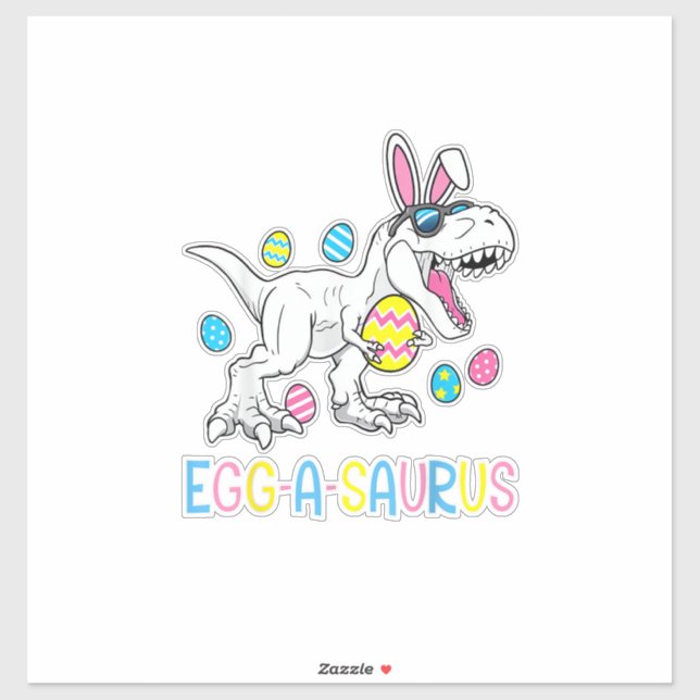 Pegatina Conejo de Pascua Huevo de Dinosaurio A Saurus TRex (Hoja)