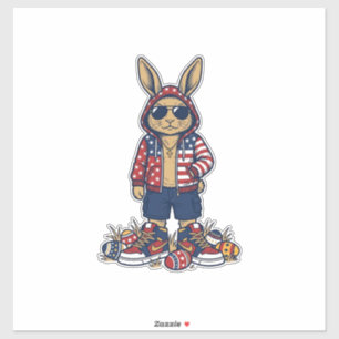 Pegatina Conejo de Pascua Patriótico Camiseta Vintage Vecto