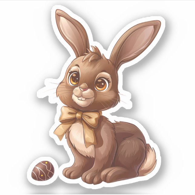 Pegatina Conejo de Pascua y Huevo color chocolate (Anverso)