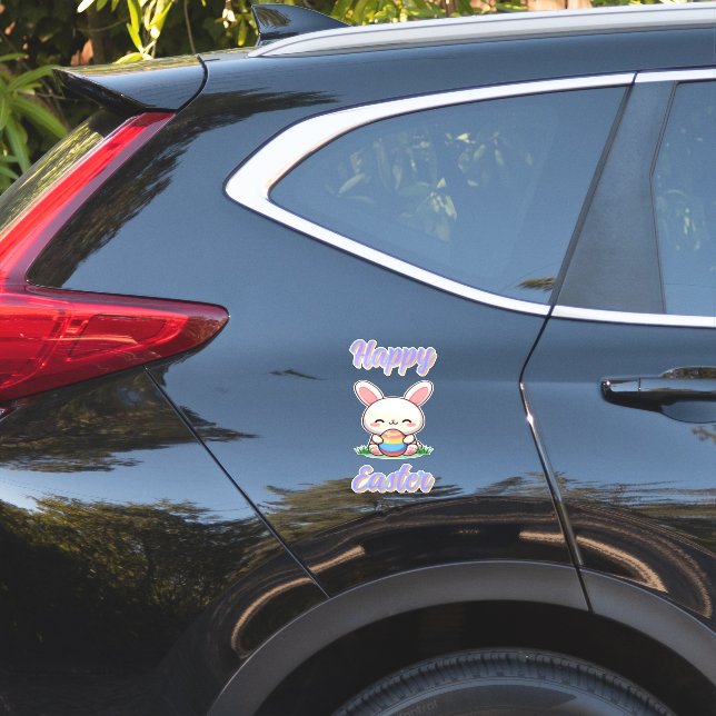 Pegatina Conejo de primavera/Semana Santa con huevo (Lado del coche)