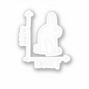 Pegatina Conejo divertido o pato, díptico de animales silve