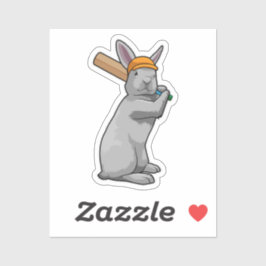 Pegatina Conejo en el críquet con murciélago de críquet