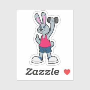 Pegatina Conejo en Fitness con Dumbbell
