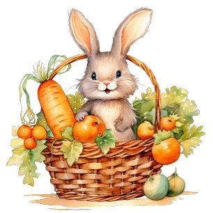 Pegatina Conejo en una canasta de verduras