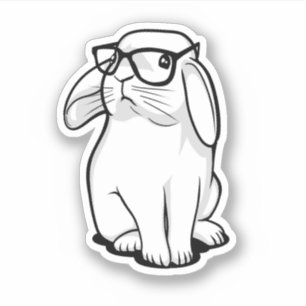 Pegatina Conejo Hipster Lindo Conejo Divertido Con Gafas Li