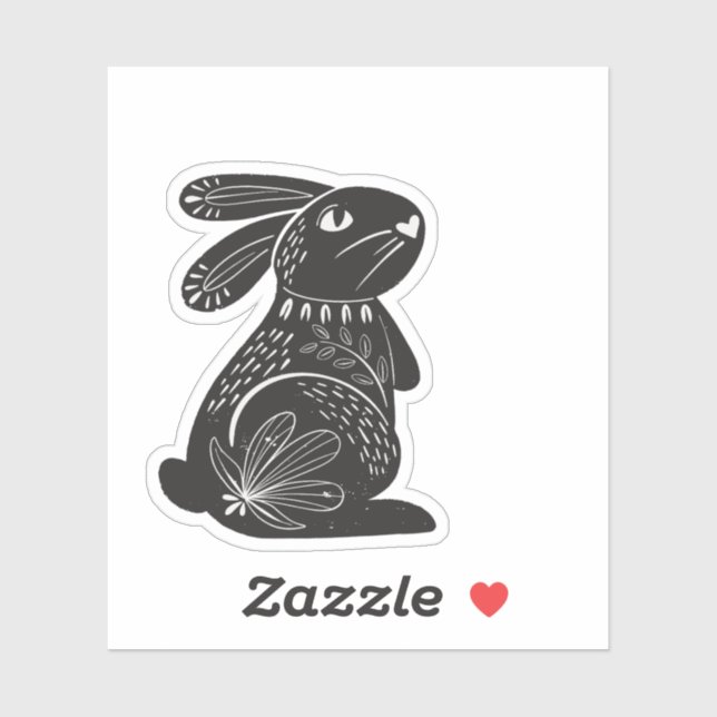 Pegatina Conejo negro lindo para el día de Pascua (Hoja)