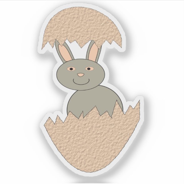 Pegatina Conejo saliendo del huevo de forma extraña (Anverso)