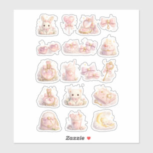 Pegatina Conejo Teddy Bear Coquette Suave Pastel