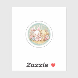 Pegatina Conejo vintage y oso