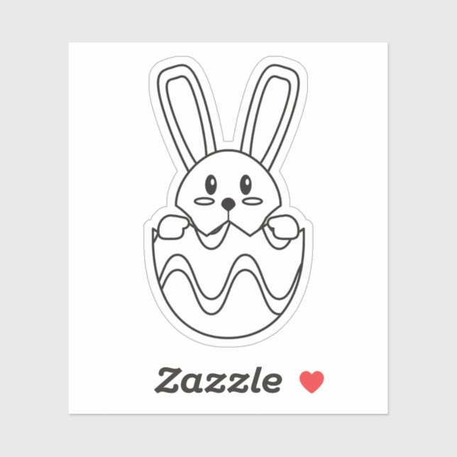 Pegatina Conejo y Huevo Cute Para El Día De Pascua (Hoja)