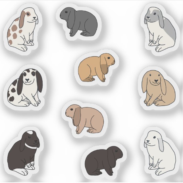 Pegatina Conejos con orejgas discontinuas (Anverso)