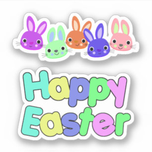 Pegatina Conejos de Scrap Booking Feliz Pascua