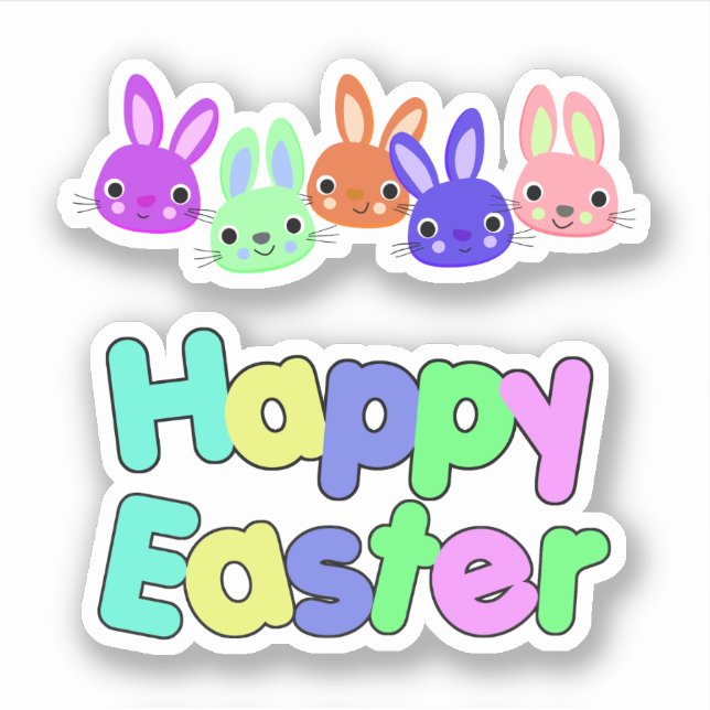 Pegatina Conejos de Scrap Booking Feliz Pascua (Anverso)