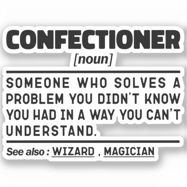 Pegatina Confeccionista Noun Baking Lover Bakery Sarcástico (Anverso)