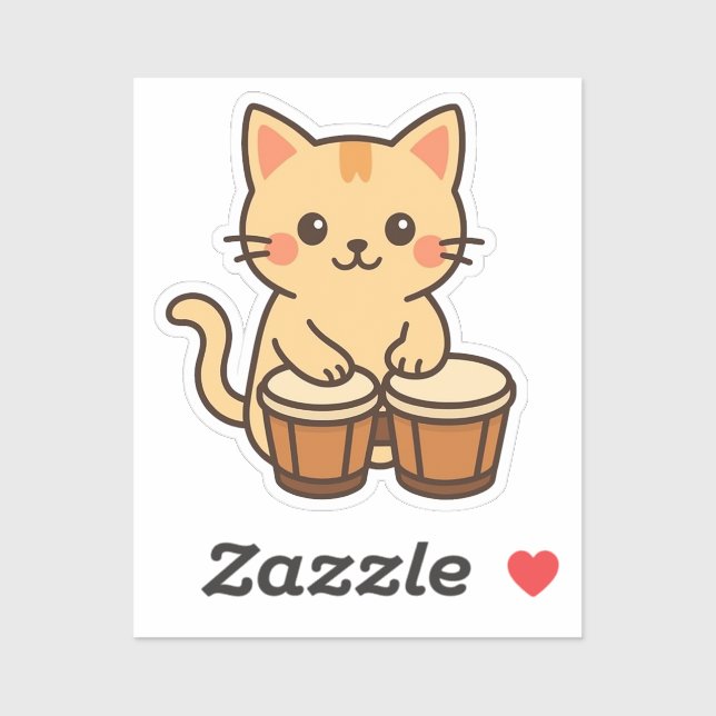 Pegatina Conga Cat Percussion Beat (Hoja)