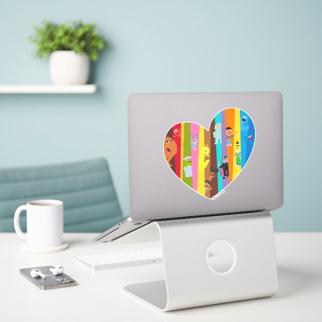 Pegatina Conjuntar el corazón (Ordenado portátil  en el escritorio)