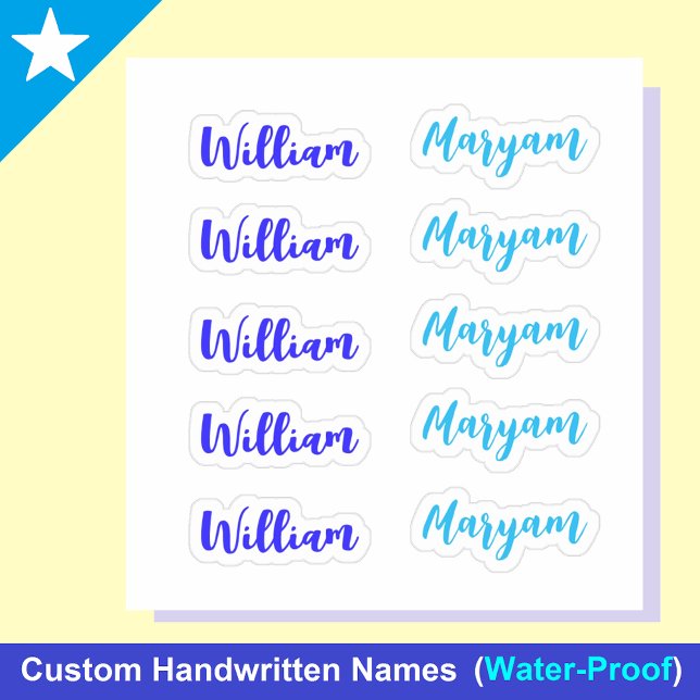 Pegatina (Conjunto azul de 10) Elegante Nombre de guión de  (Blue name stickers
Elegant name labels for boys)