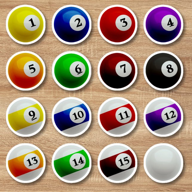 Pegatina Conjunto completo de bolas de billar (Pool Billiards Balls Full Set Sticker)