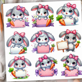 Pegatina Conjunto de 2 titulares de señal de conejo de Pasc