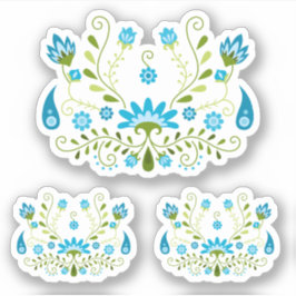 Pegatina Conjunto de 3 Flores Azules Tradicionales Mexicana