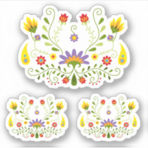 Conjunto de 3 flores moradas tradicionales mexican