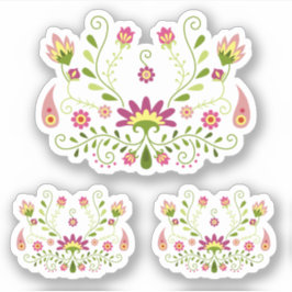 Pegatina Conjunto de 3 flores rosadas tradicionales mexican