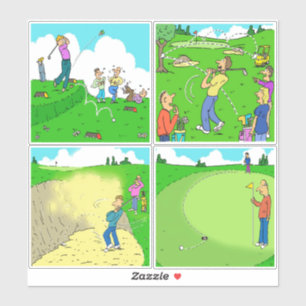 Pegatina Conjunto de 4 divertidos Personalizados de golf.