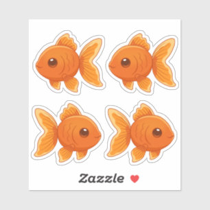 Pegatina Conjunto de 4 peces dorados de dibujos animados li