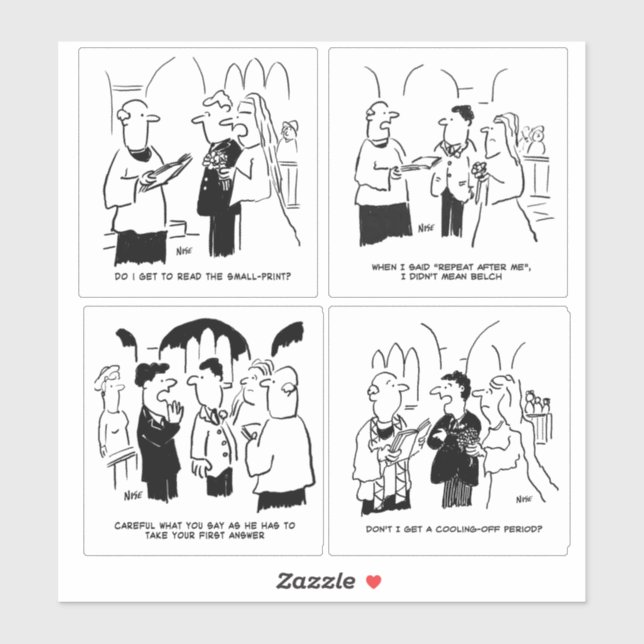 Pegatina Conjunto de 4 Personalizados Bodas divertidos. (Hoja)