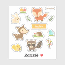 Conjunto de adorables animales con tema de bosque 