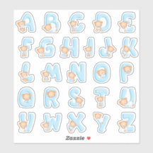 Conjunto de alfabetos de oso azul