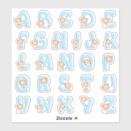 Pegatina Conjunto de alfabetos de oso azul