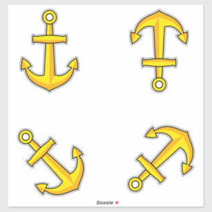 Pegatina Conjunto de ancla de barco dorada de dibujos anima