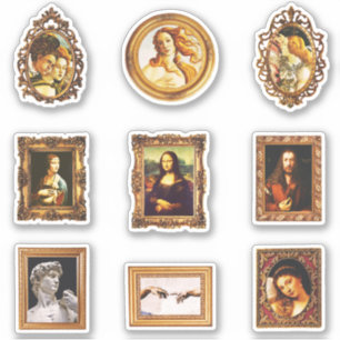 Pegatina Conjunto de arte famoso del Renacimiento enmarcado