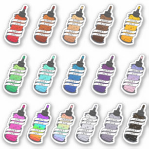 Pegatina Conjunto de botellas de Ilustracion Cute Girly Dye