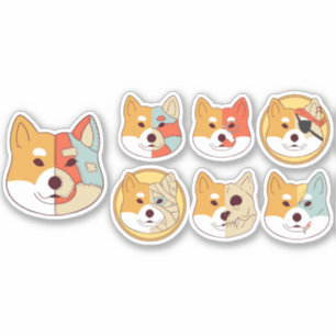 PEGATINA CONJUNTO DE CARACTERES DE PERRO CORGI