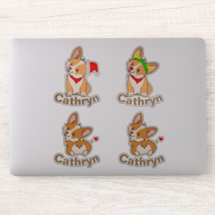 Pegatina Conjunto de corgi personalizado
