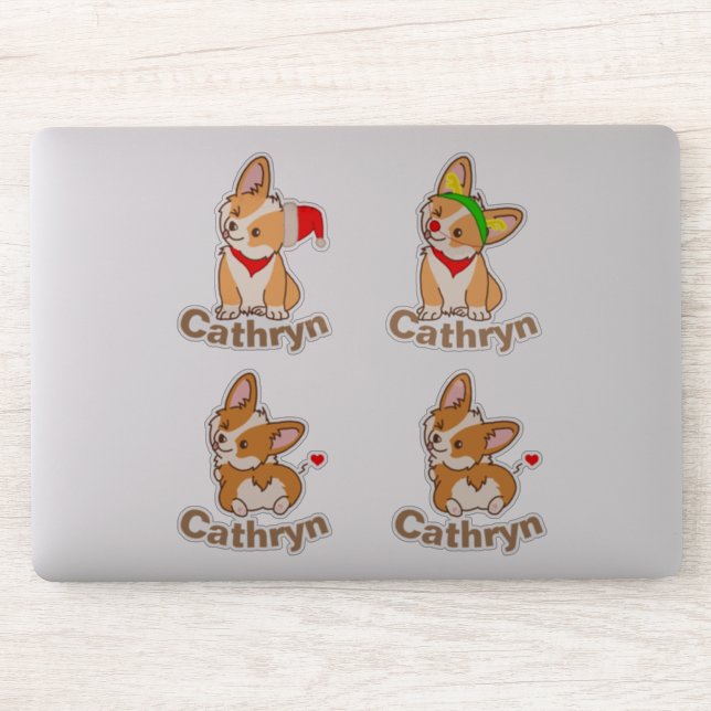 Pegatina Conjunto de corgi personalizado (Ordenador)