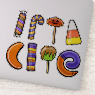 Pegatina conjunto de dulces y golosinas de Halloween   Hall