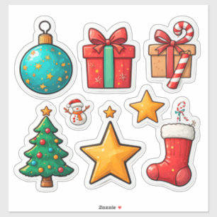 Pegatina 🎄 Conjunto de elementos festivos coloridos de Nav