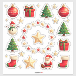 Pegatina Conjunto de Elementos Navideños Coloridos