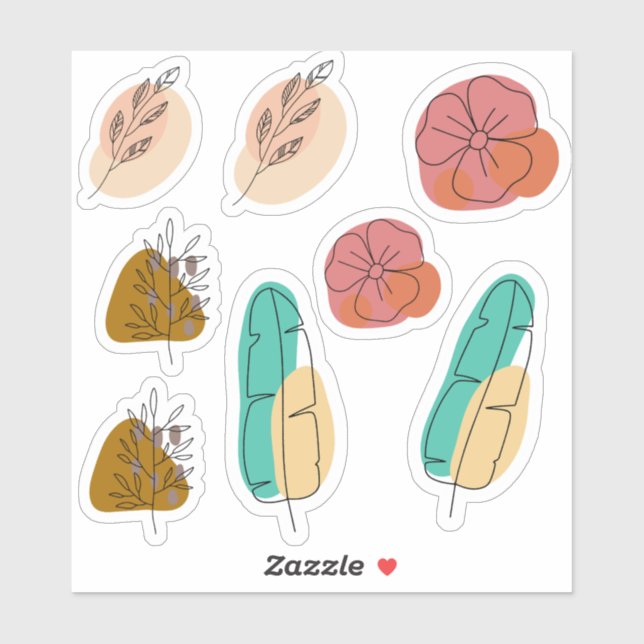 Pegatina Conjunto de flores de fondo abstractas (Hoja)