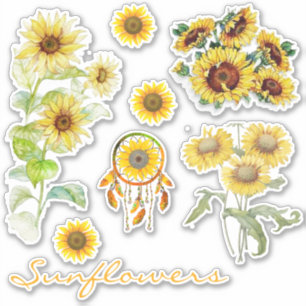 Pegatina conjunto de girasoles